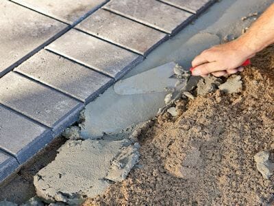 Concrete paver edging installation